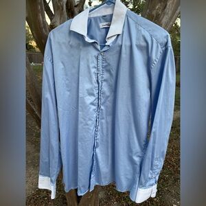 Ethan Williams long sleeve men’s blue and white button up dress shirt